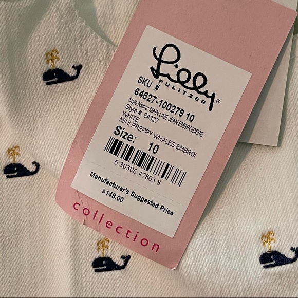 NWT 1990s Whale Embroidery Lilly Pulitzer 5 Pocket Jean Pants, Size 10 - Picture 8 of 9